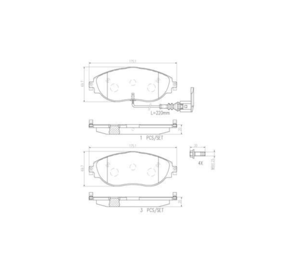 Pastilha de Freio Dianteira Audi A3 2014-16 / Q3 2018